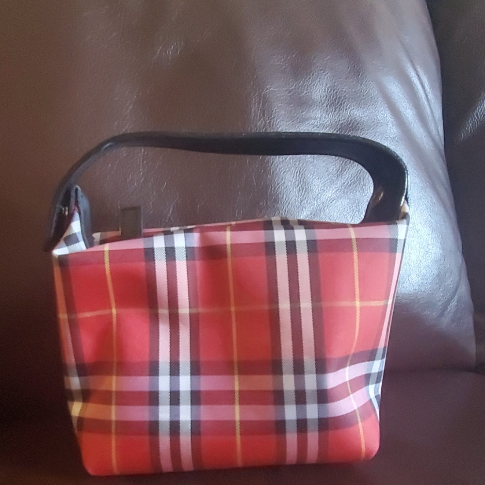 Vintage Burberry Nova Check Red Nylon Pouch